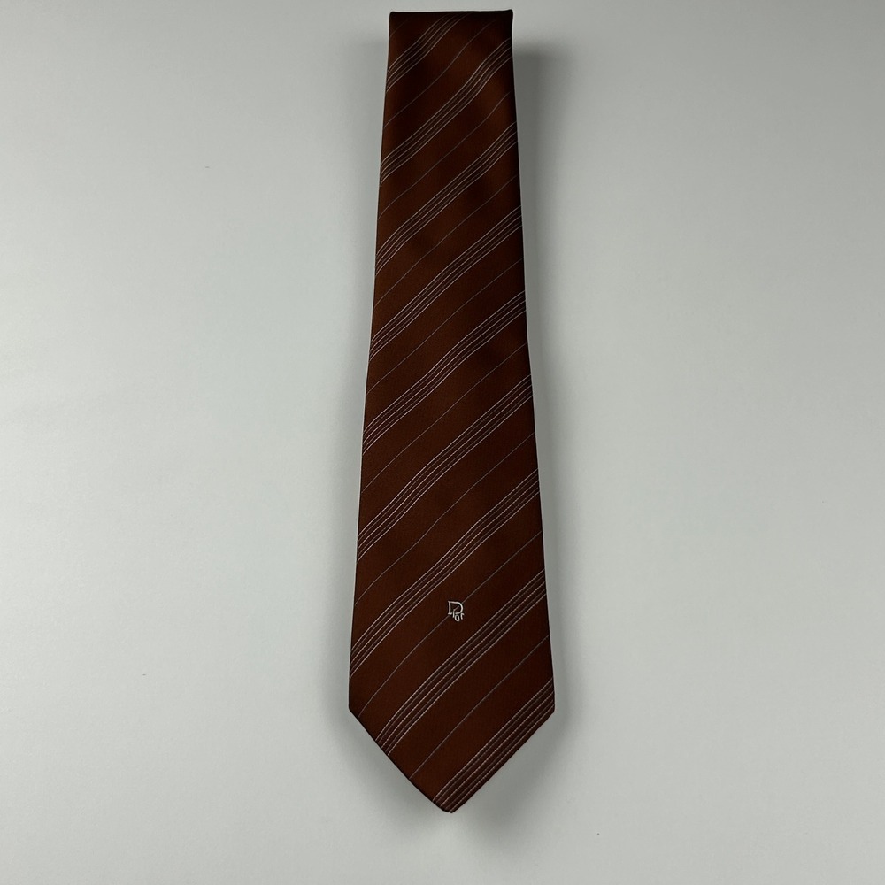 Vintage Christian‎ Dior Hahne's Brown Striped Tie NWT